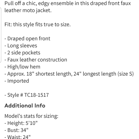 Tahari – Faux Leather Moto Jacket - Picture 4 of 6